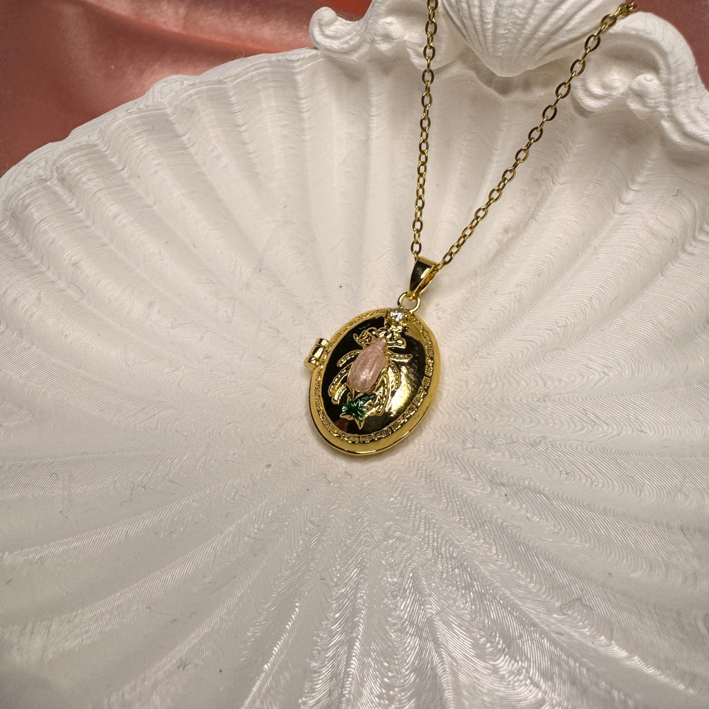 Pirry Kapaklı Madalyon Çelik Kolye Gold