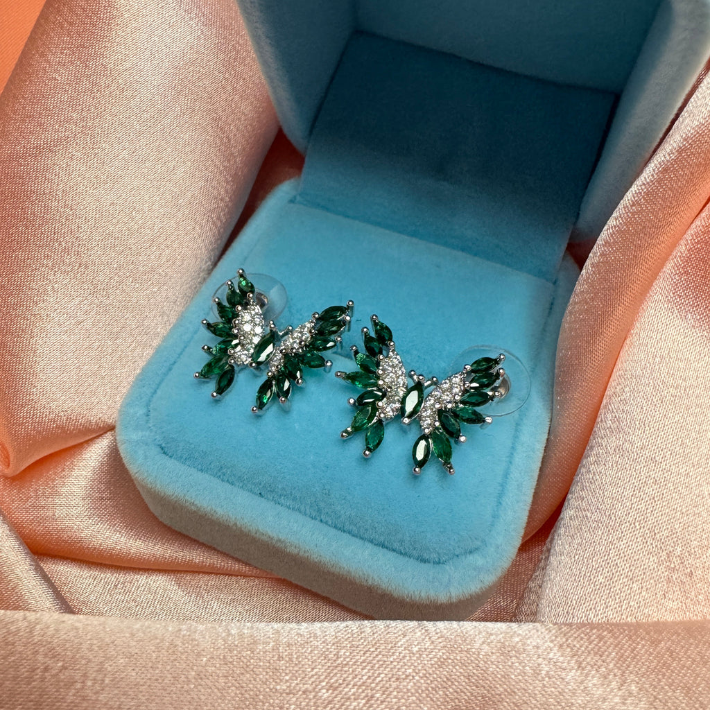 Mariposa Zümrüt Yeşil Zirkon Taşlı Silver Küpe