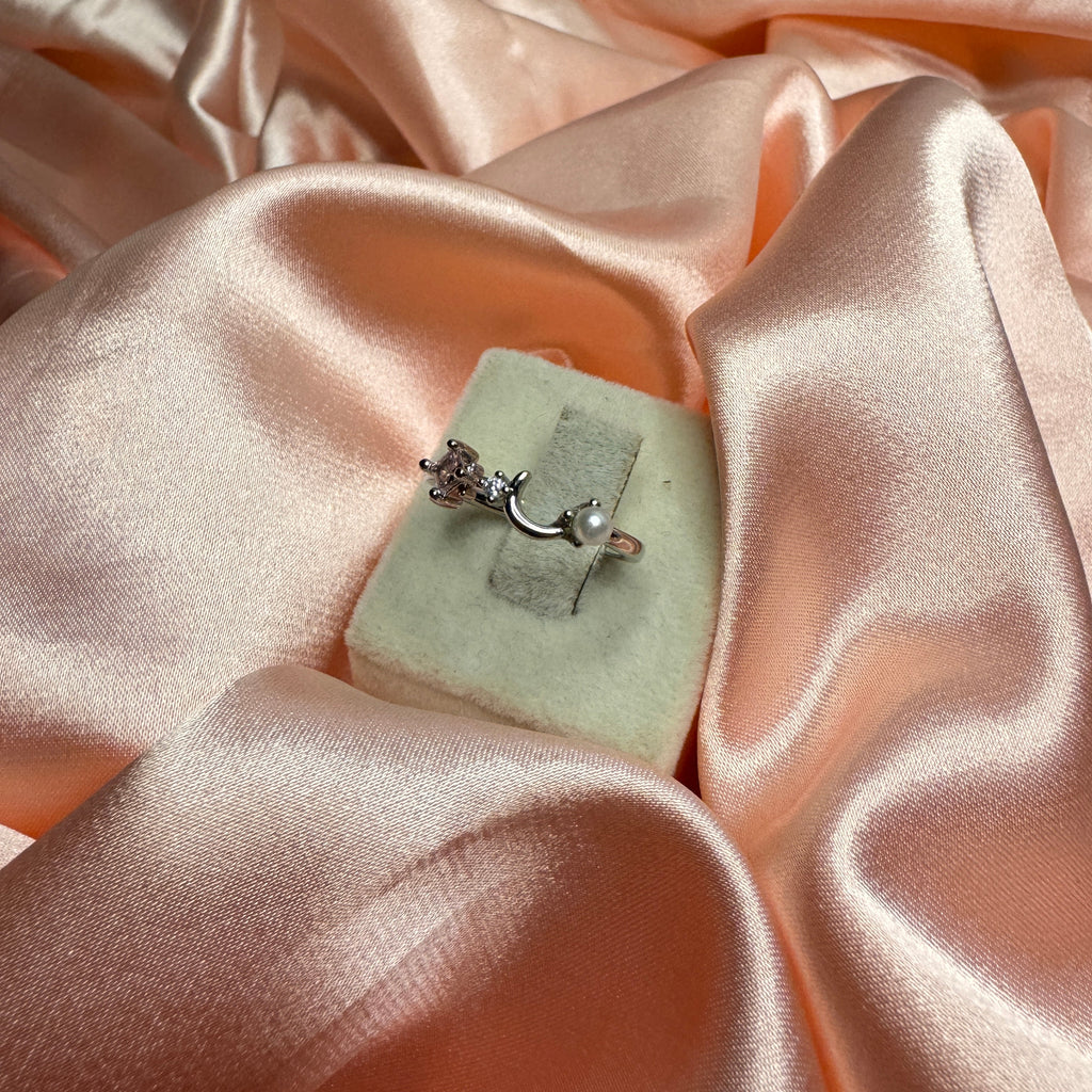 Pearl & Blossom İncili Çiçek Silver Yüzük