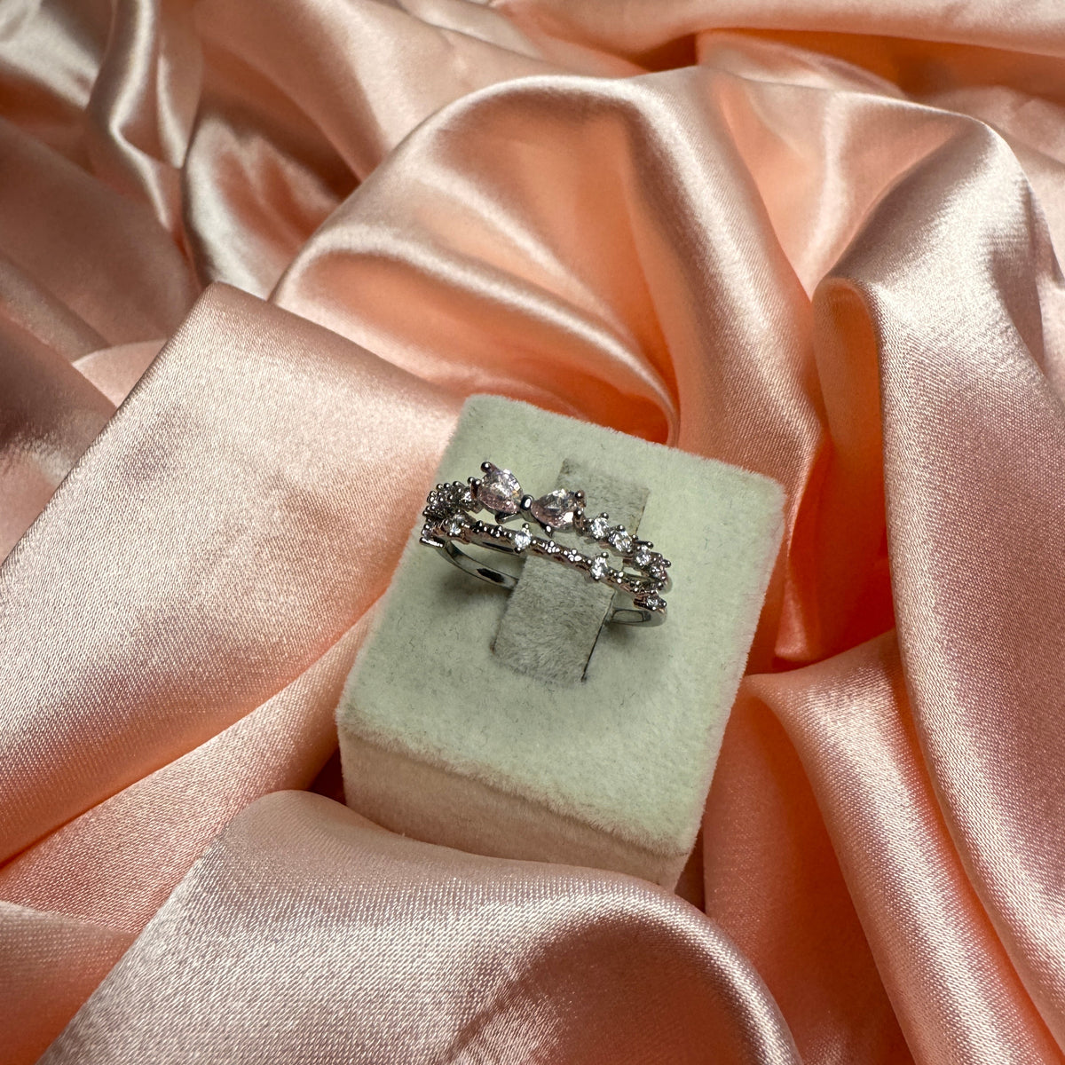 Tiara İkili Sıra Zirkon Taşlı Silver Yüzük